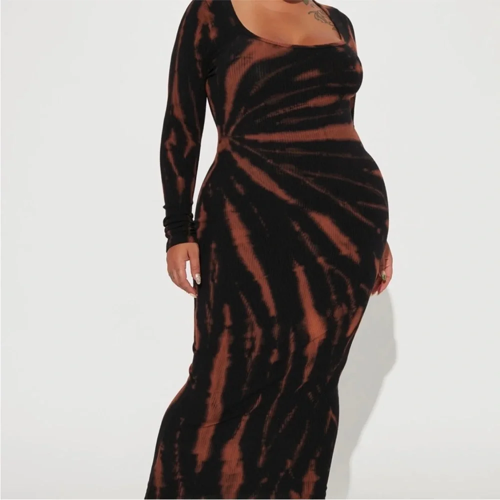 Fashion Nova, Maxi Dress , Women’s 1X , Black/Combo , Tie-Dye - Picture 1 of 6